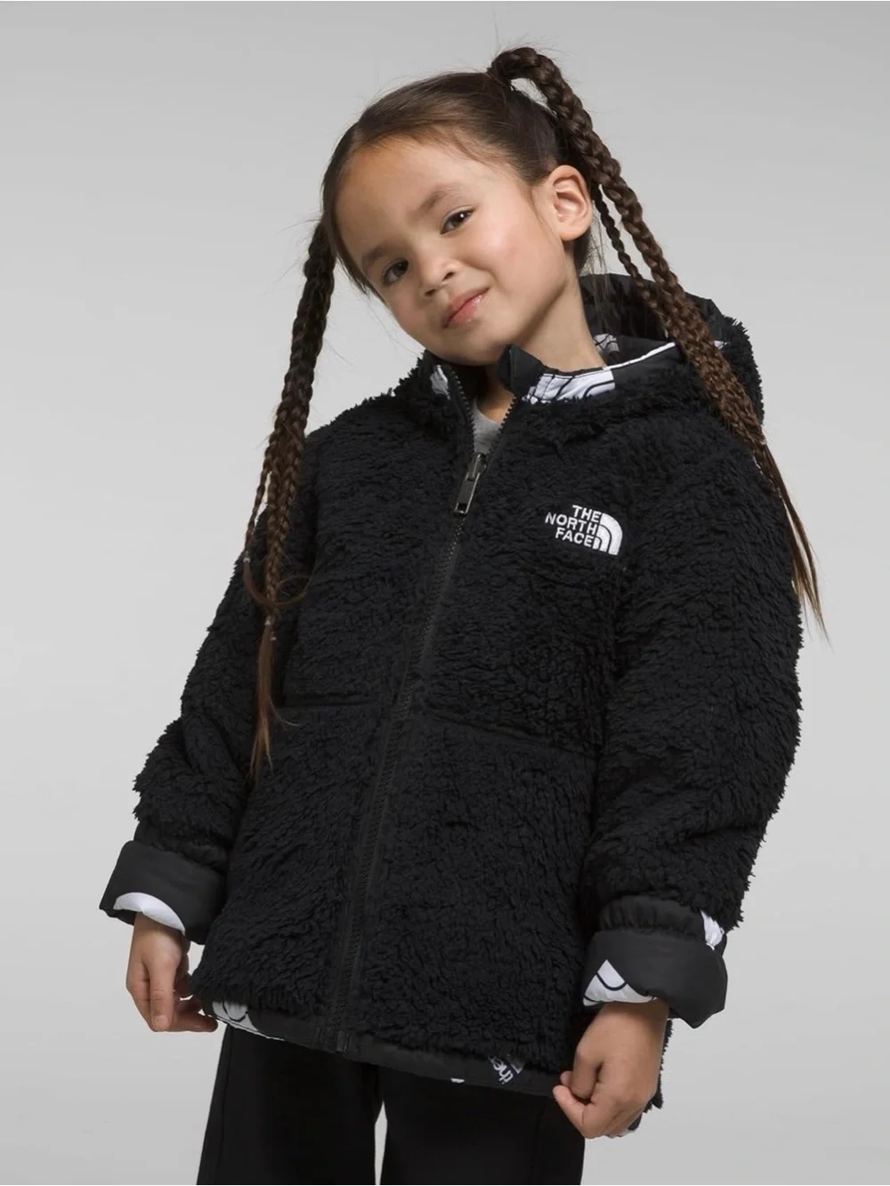 The North Face Black Puffer Jacket with White Logo Print